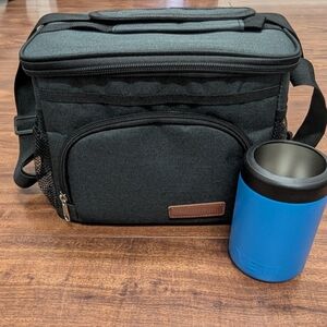 Extra Charm Grey Cooler Bag with Blue Yeti Can Holder